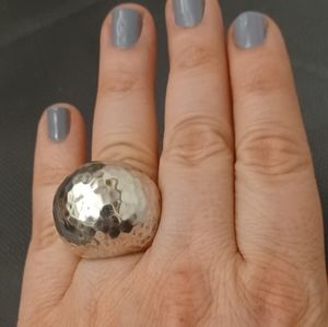 Ippolita Italian Designer Classico Statement  Sterling Silver Hammered Dome Ring